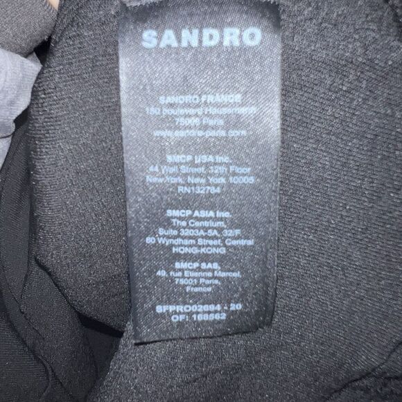 Sandro Black Organza and Rib Knit Ruched Bustier Effect Mini Dress Small NWT - Picture 6 of 7